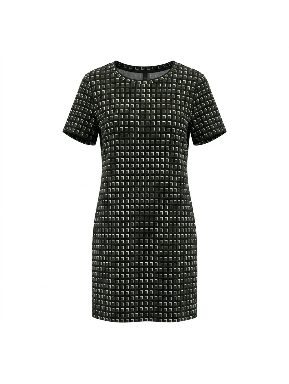 Michael Kors Geometric Pattern Short Sleeve Dress with Button Detail